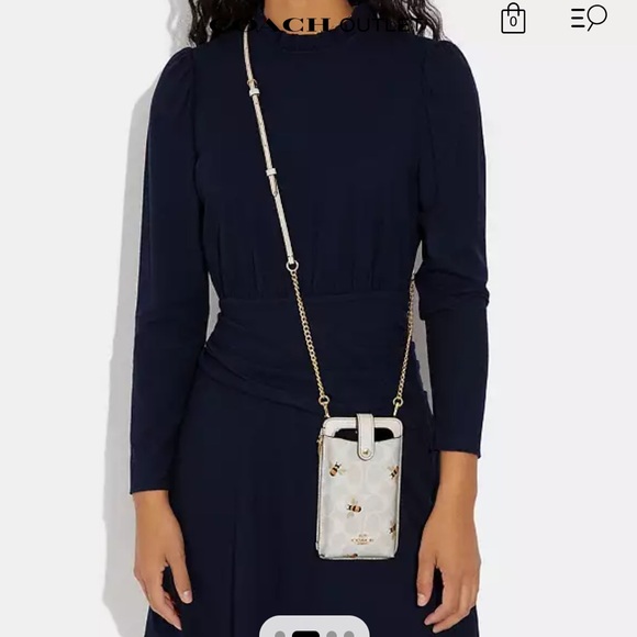 🐝 Coach Phone Crossbody In Signature Canvas With Bee Print - Picture 2 of 10